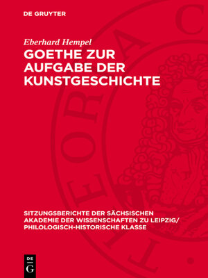 cover image of Goethe zur Aufgabe der Kunstgeschichte